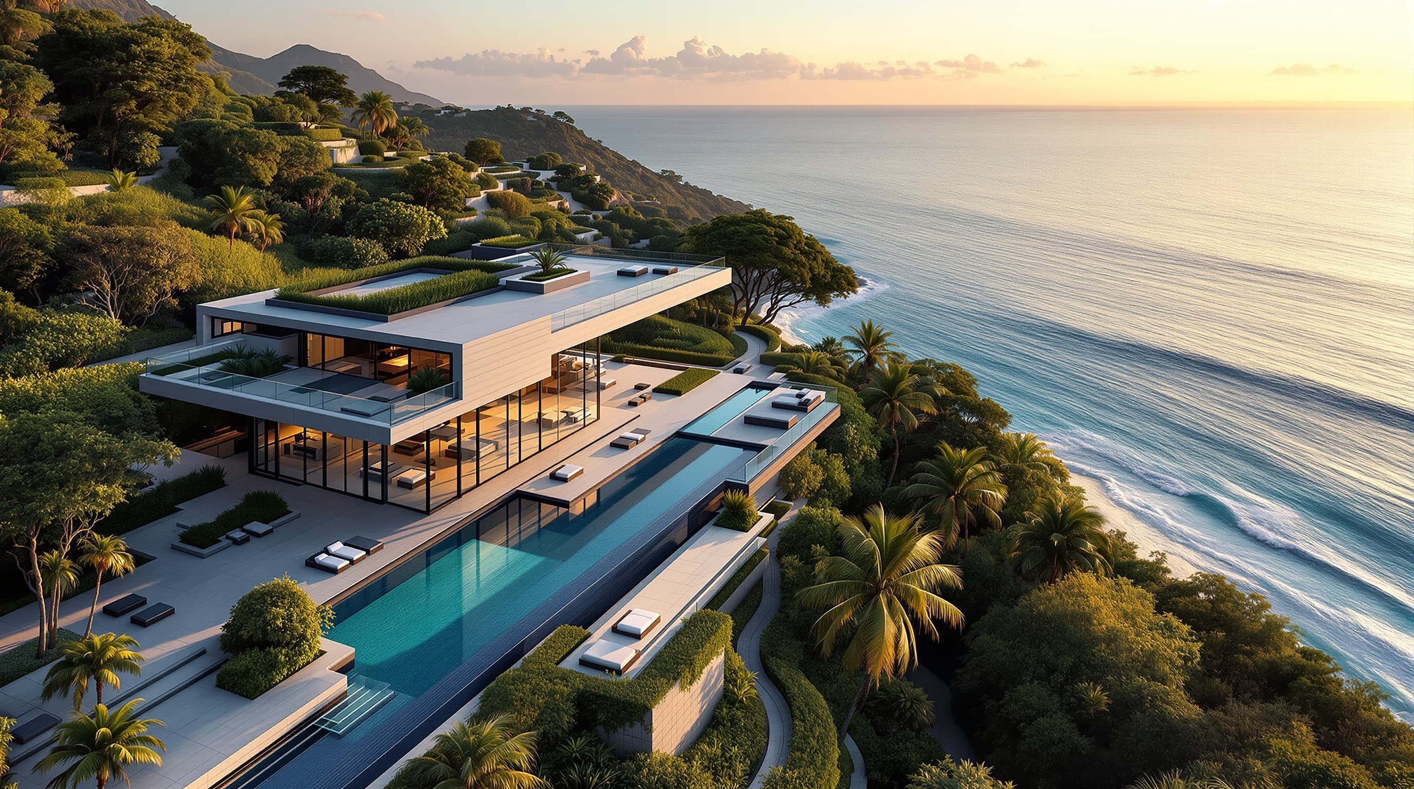 Pacific Palisades glass villa — Aerial
