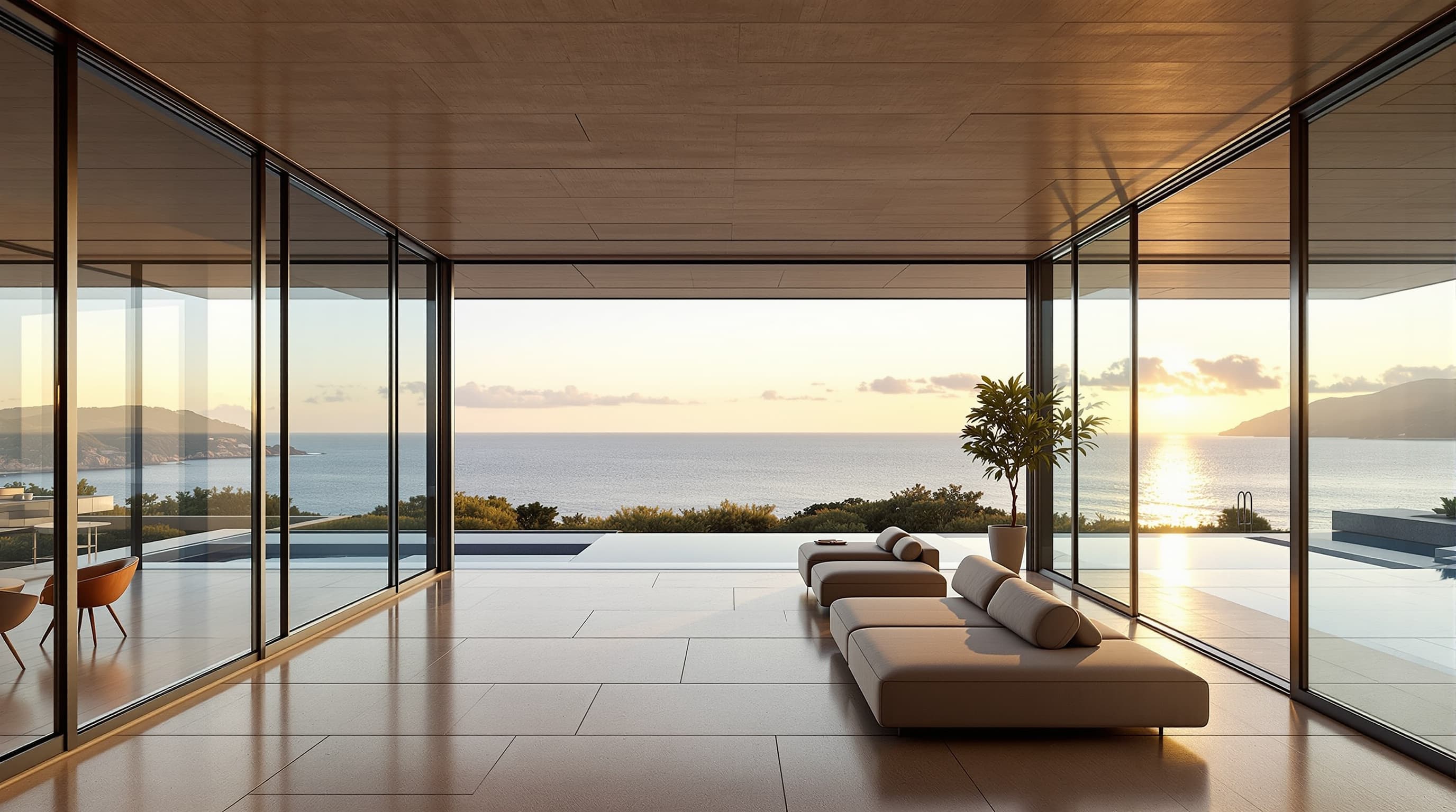Pacific Palisades glass villa — Living space