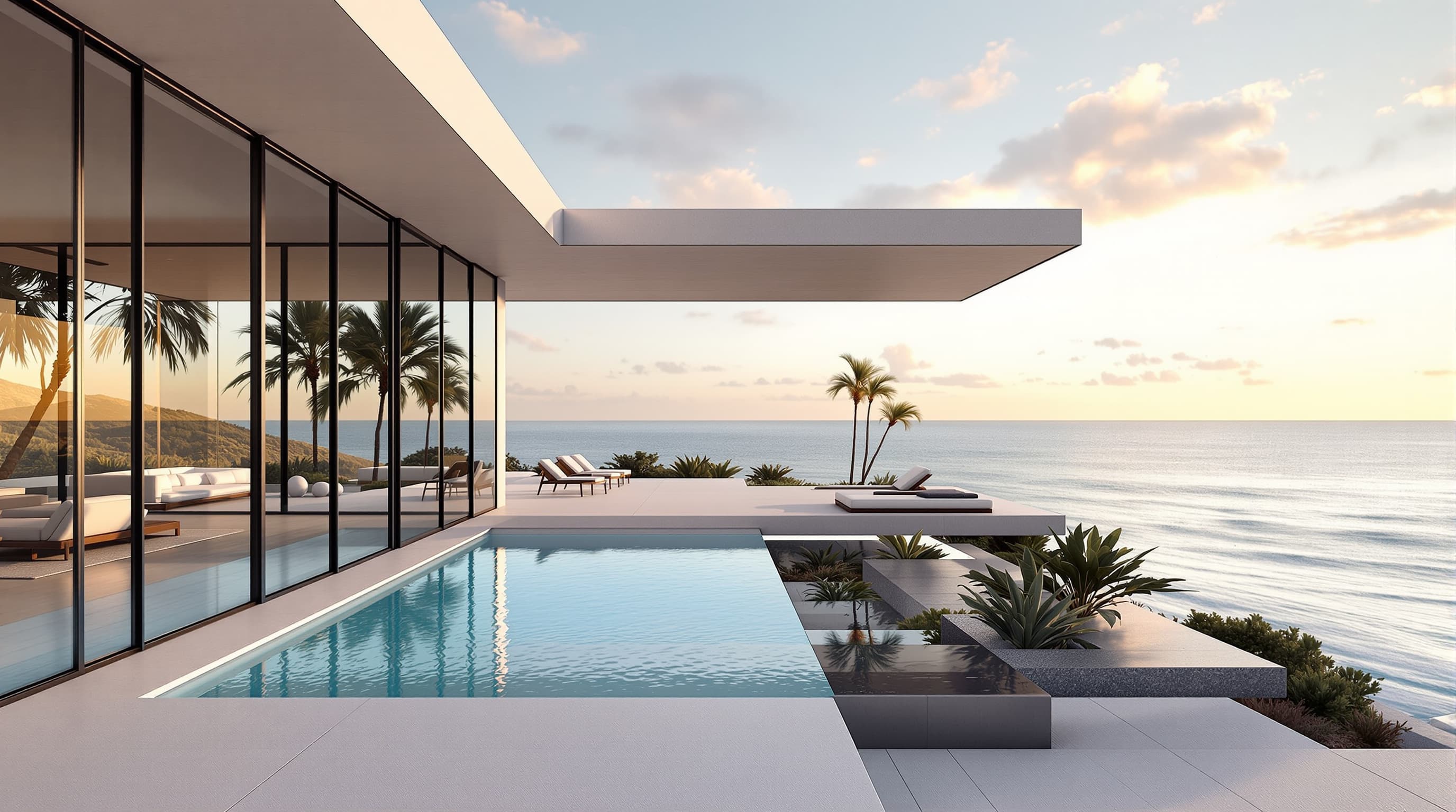 Pacific Palisades glass villa — Three-quarter view