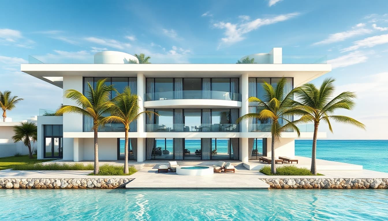 Miami glass residence — Front elevation